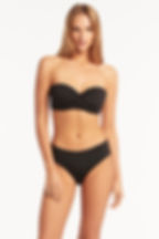 buy Underwire Push Up Bikini sustainable Sea Level Australia Essentials Twist front bandeau bikini mid waist bikini bottoms