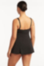 sea level australia black square neck essentials underwire swim dress,slimming swim dress,sexy swim dress,black swim dress