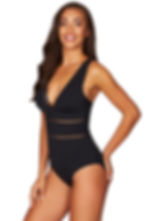 black slimming swimsuit spliced essentials sea level australia high quality flattering luxe fashion high end glamorous luxury