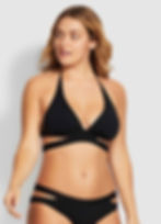 seafolly active halter strappy bikini top black