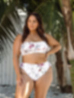 Plus Size Flounce Bikini Top Artesands Clementine White Vermeer most flattering bikinis for plus size online