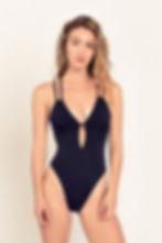 Isla Black Plunge One Piece Swimsuit Peixoto