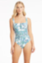 Pretty One Piece Swimsuit Sea Level Australia Habitat Square Neck One Piece slimming tummy control sustainable bathing suit