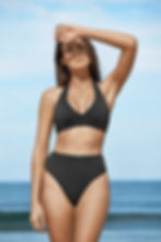 Black Halter Bikini Top Sea Level Australia Essentials D/D halter bra