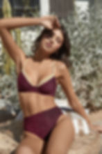Garnet Hillary High Waist Bottoms Burgundy Bikini Set PQ Swim