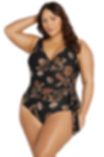 black one piece swimsuit tummy control Artesands Chantique Hayes D / DD Cup Underwire One Piece tummy control bathing suit 14