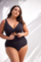 Black Plus Size Cutout Swimsuit Artesands Cezanne Underwire One Piece