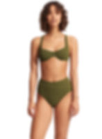 Green High Waist Bikini Bottoms Seafolly Pant Avocado luxury swimwear designer bathing suits canada US quality sustainable