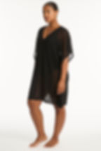 tunic beach cover up sea level Australia essentials mesh kaftan black Buy designer swimwear exotic elegant sexy resort wear