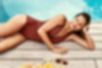 shop online Lola Shimmer Cross Front Spliced One Piece cinnamon sea level australia rust swimsuit shapewear long torso C cup