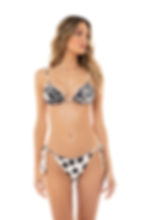 buy agua bendita Algeria ab essentials black and white polka dot bikini bottoms beaded graceful elegant bathing suit luxury S
