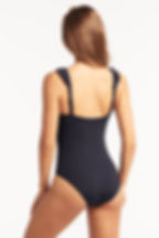 Navy Blue One Piece Swimsuit Sea Level Australia Eco essentials Frill one piece Swimsuit night sky best online swimsuit site