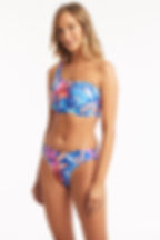luxury bathing suits Asymmetrical Bikini Top Sea Level Australia Cabana Cobalt One shoulder multi strap high end best floral