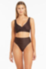 Espresso Sea Level Australia Casablanca Retro High Waisted Tummy Control Swimsuit Bottoms