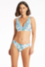 best triangle bikini top classy white floral padded Habitat longline tri bra sea level Australia quality swimsuit gorgeous