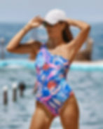 Sustainable Cabana One Shoulder One Piece Swimsuit With Multi Strap Cobalt Sea Level Australia slimming elegant classy exotic