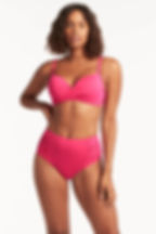 Pink High Waist Bikini Set Sea Level Australia Sustainable Essential Cross Front Moulded Underwire Bra Eco