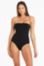 glamorous luxe Tummy Control Strapless Swimsuit Bandeau One piece Swimsuit Eco Essentials Sea Level Australia Padded Swimsuit