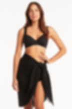 short black sarong sea level Australia essentials frayed sarong aesthetic swimwear website designer black sheer beach sarong