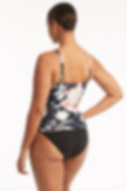 buy good quality tummy control flattering sea level australia black Martini Twist Front DD/E tankini top with built in bra