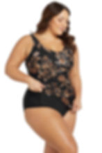 Chantique Raphael E/F Underwire tummy control tankini Artesands black floral swimsuit high end swimwear buy slimming tankini