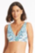 best triangle bikini top White Floral Swimsuit Habitat longline tri bra sea level Australia quality swimsuit gorgeous