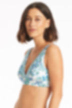 flower bikini top paisley sustainable swimwear Habitat longline tri bra sea level Australia designer luxury bathing suit