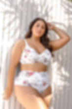 Clementine White Botticelli Swim Pant High Waisted Ruched Bikini Bottoms Floral Plus Size Artesands